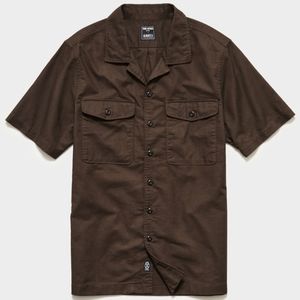 JAPANESE SHORT SLEEVE PANAMA SHIRT in Dark Chocolate